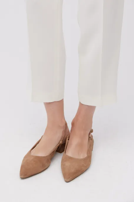 Beżowe buty slingback z odkrytą piętą damskie - Patrizia Aryton