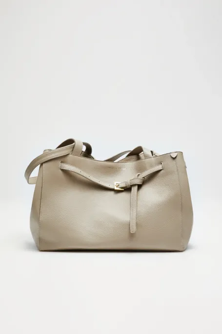 Beżowa skórzana torba shopper