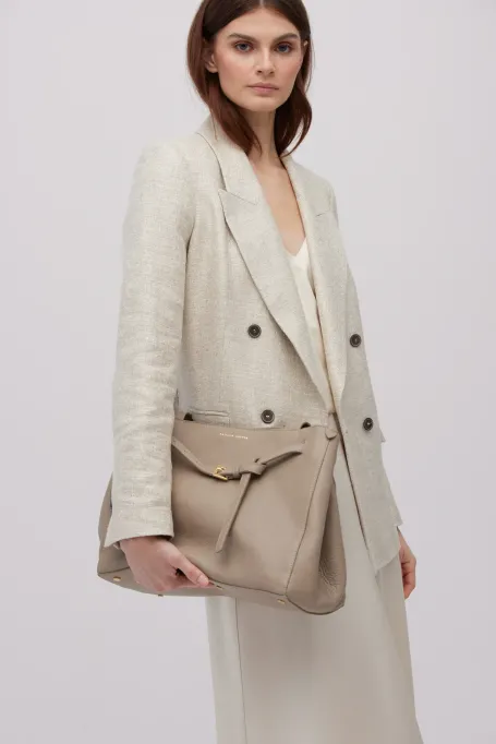 Beżowa skórzana torba shopper