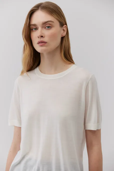 T-shirt z wełny merynosowej biały
