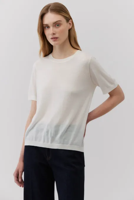 T-shirt z wełny merynosowej biały