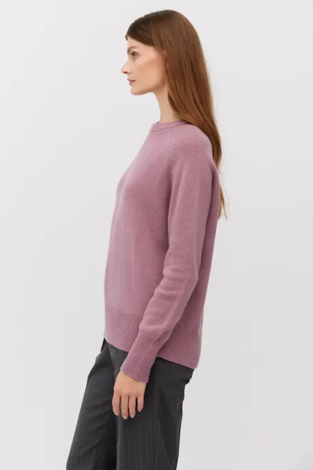 Fioletowy sweter z kaszmirem i wełną merino