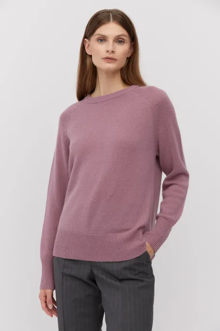 Fioletowy sweter z kaszmirem i wełną merino